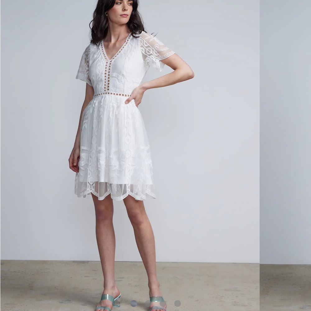 New York & Company White Lace Mini Dress
